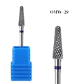 Nail drill bit model OMW-29 in silver alloy with blue base for professional manicure - Silver Cone Double Pattern Bit (OMW-29)