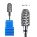 OMW-33 alloy nail drill bit with cross-cut pattern and blue base for manicure - Silver Cross Tooth Grinding Bit (OMW-33)