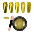 Kit poudre chrome dorée MCB-16 pour ongles avec applicateur et échantillons de textures 3D - Style Doré (MCB16)