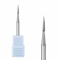 Precision nail drill bit with long tapered carbide bur and white plastic storage base - Hk-01 Grinding Head