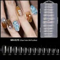 Detailed size chart for almond matte false nail tips with 12 distinct specifications - Artistic Marbling Style (WH-0170) / 240 Count / Transparent Art
