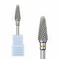 Conical alloy nail drill bit with precision textured surface and golden ring detail - Hk-05 Grinding Head