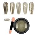 Kit poudre miroir champagne pour ongles montrant des effets métalliques et texturés - Style Bronze Or Champagne (MCB17)