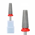 Professional alloy nail drill bit with red ring for cuticle removal and manicures - Hk-08 Grinding Head