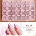28-grid rose gold nail art jewelry set with assorted metal charms and storage box - Rose Gold Geometric Metal Mix (NO.05) / 28 Grids