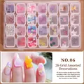 28 grids nail art jewelry set with assorted colorful resin charms and rhinestones - Macaron Colored Resin Decor Mix (NO.06) / 28 Grids