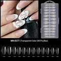 Size chart showing width and length in mm for 240 pieces almond shape nail tips - Long Almond Style (WH-0177) / 240 Count / Clear