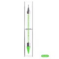 Dual-ended green wax nail dotting pen for rhinestones in a clear plastic storage case - Green (Boxed)
