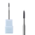 Alloy nail drill bit with pointed grey tip and silver shank on a white base stand - Hk-31 Grinding Head