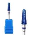 Blue carbide nail drill bit with cross-cut texture for dead skin removal and manicures - Hk-36 Grinding Head