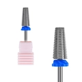 Alloy nail drill bit with blue ring for quick removal and cuticle care on pink base - Hk-65 Grinding Head