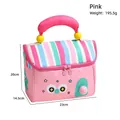 Bolsa de almuerzo térmica rosa con tapa a rayas y estampados de estrellas - Rosa