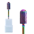 Rainbow tungsten carbide nail drill bit with cross-cut teeth for gel removal - Hk-41 Tungsten Carbide Grinding Head