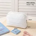 Neceser de viaje acolchado blanco crema, bolsa de maquillaje impermeable de 21x14x8cm de - Blanco lechoso