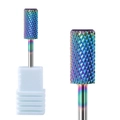 Rainbow tungsten nail drill bit with cross-cut texture for cuticle removal and gel polish - Hk-42 Tungsten Carbide Grinding Head