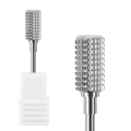 Silver alloy nail drill bit with cross-cut teeth for cuticle removal and manicures - Hk-43 Grinding Head
