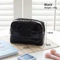 Portable black quilted down cosmetic bag with waterproof surface, size 21x14x8cm - Black