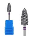 Tungsten carbide nail drill bit with purple rings and blue base for manicure prep - Hk-44 Grinding Head