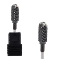 Double cut tungsten carbide nail drill bit with silver finish and black base - Hk-51 Tungsten Carbide Grinding Head