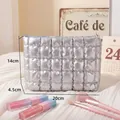 Silver quilted makeup bag in metallic finish with gold zipper, size 20x14x4.5cm - Silver