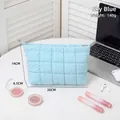 Sky blue quilted cotton cosmetic bag measuring 20cm x 14cm with elegant metal zipper - Sky Blue