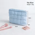 Neceser acolchado azul cielo de algodón para viaje, medidas de 25x18x6cm - Azul cielo