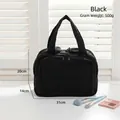 Black quilted cotton makeup bag with multi-pockets and 31x14x20cm storage dimensions - Black