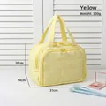 Yellow quilted cotton makeup bag with handle and multi-compartment for travel - Yellow