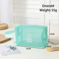 Emerald green mesh toiletry bag for travel with handle and zipper closure 16x10x8cm - Emerald
