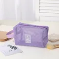 Violet mesh travel toiletry bag with handle and zipper in 16x8x10cm portable size - Violet