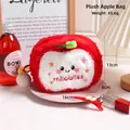Rote Apfel Plüschtasche mit süßer Stickerei und passendem Haarclip im Set - Plüsch Apfel Stil