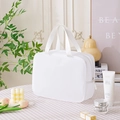 Portable white mesh toiletry bag with durable handles for travel organization - Large / White