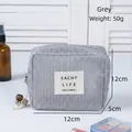 Gray mesh makeup bag with square structure and beaded zipper pull, size 12x12x5cm - Gray