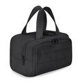 Gesteppte schwarze Kulturtasche mit Doppelgriffen und geräumigen Mehrfachfächern - Schwarz