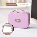 Light purple PU leather travel makeup case with LED mirror and sparkling lip design - LED Light with Mirror Style / Purple
