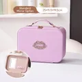 Beauty case in pelle PU lavanda con motivo labbra in cristallo e specchio per trucco interno - Stile Specchio Standard / Viola