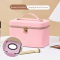 Roze PU-lederen make-up koffer met spiegel, gouden rits en Babe Queen logo - Zonder Licht (Klein) / 19.5X14X13.5 / Roze