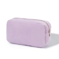 Beauty case in velluto a coste viola chiaro con strisce e cerniera dorata di qualità - Viola
