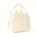 Beigefarbene Lunchtasche aus Cord mit isolierter Textur und Tragegriffen - Beige