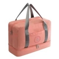 Sac de voyage rose imperméable avec poignées grises et compartiment à chaussures - Rose
