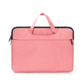Pink minimalist business laptop case with front zipper pocket and reinforced handles - Pink