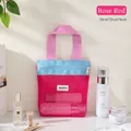 Tragbare Kulturtasche aus Netzstoff in Rosarot und Himmelblau, atmungsaktives Design - Fuchsia