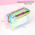 Beauty case olografico trasparente in PVC a forma di cuscino laser 15x7x8.5cm - Borsa Cuscino