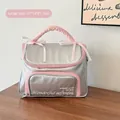 Grande borsa trucco argento con fiocco rosa e ricamo, misure 27x14x27,5cm - Argento Grande