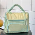 Grande borsa trucco verde menta con fiocco decorativo e scomparti con cerniera - Verde Grande
