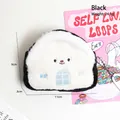 Mini plush house coin purse in black and white with blue embroidery and chain - Black