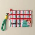 Three-layer striped passport organizer with cartoon dog print and green lanyard - Christmas Dog
