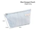 Mini light blue tweed hexagon cosmetic bag with bow and silver heart zipper - Blue Hexagonal Bag