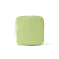 Portable corduroy storage pouch in mint green with secure metal zipper closure - Grass Green