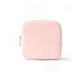 Pink corduroy sanitary storage bag with silver zipper for portable daily organization - Pink